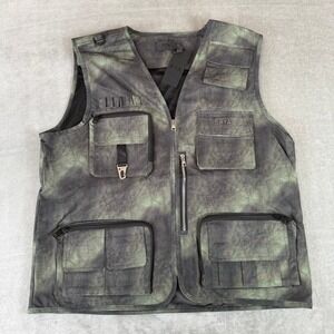 RTA Ibra Utility Vest Mens Large Marble Green Zip Cargo Pockets Lined $295 NWT